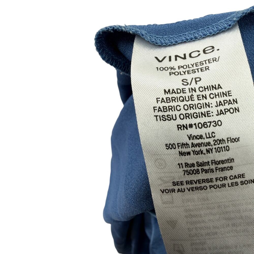 Vince Hydrangea Blue Pleated Midi Dress Sleeveless V-Neck Size Small - Picture 12 of 13